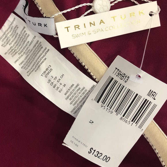 BNWT Trina Turk twist front off shoulder swimsuit - Picture 8 of 8